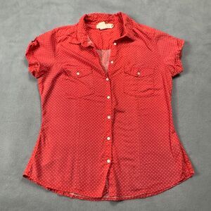H&M L.O.G.G Red Button Up Top 10